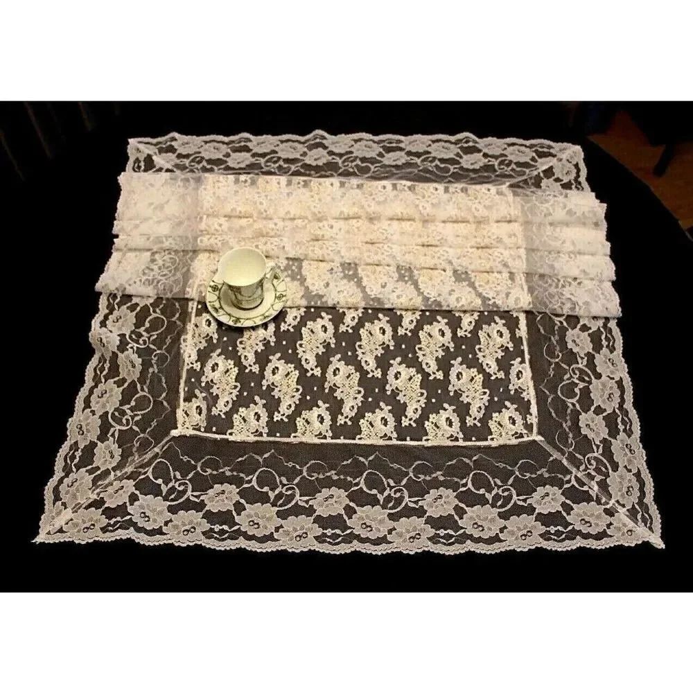 NEW BIG LONG WHITE GOLD LACE MANTEL DRESSER SCARF TABLE RUNNER